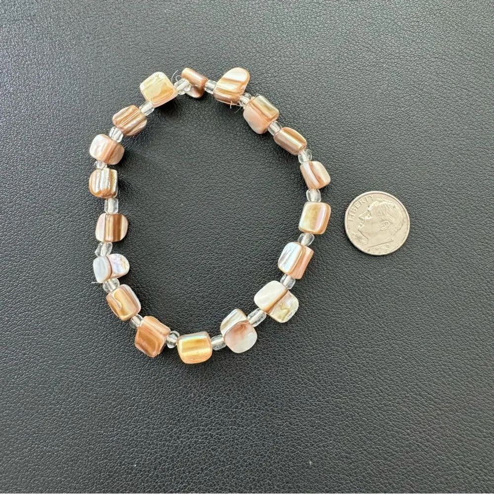 Bracelet Brown Abstract Beads Elastic Bracelet Boho - Picture 2 of 6